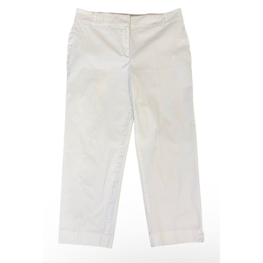 Talbots Heritage Crisp White Modern Flat Cropped Pants Stretch Cotton 6